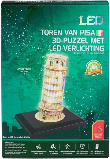 alleen Goot matig 21198 Evora 3D Puzzel Toren van Pisa met Ledverlichting 15 Stukjes -  ALMAspeelgoed.nl