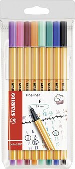 17607 Stabilo fineliner point 88 8 donkere kleuren