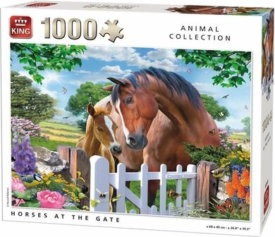 05388 King Puzzel Horses At Gate 1000 Stukjes
