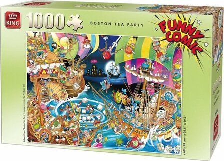 05222 King Funny Comic Puzzel Boston Tea Party 1000 Stukjes 