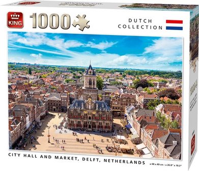 55869 King Puzzel City Hall and Market Delft 1000 Stukjes
