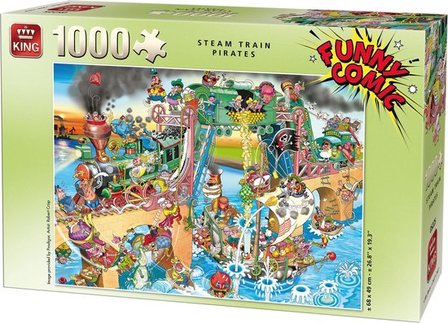 05225 King Puzzel Funny Comic Steam Train Pirates 1000 Stukjes