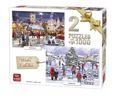 55936  King Puzzel Winter Collection 2-in-1 Puzzelbox 2X1000 stukjes