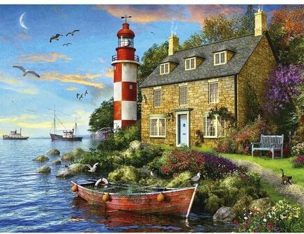 81812/18606 Jumbo Puzzel Falcon The Lighthouse Keeper&#039;s Cottage 950 Stukjes