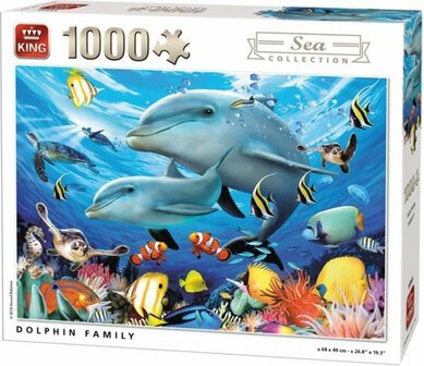 55845 King Puzzel Dolphin Family 1000 Stukjes