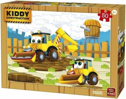 05456 King Puzzel Kiddy Constructions  Diggers 50 Stukjes