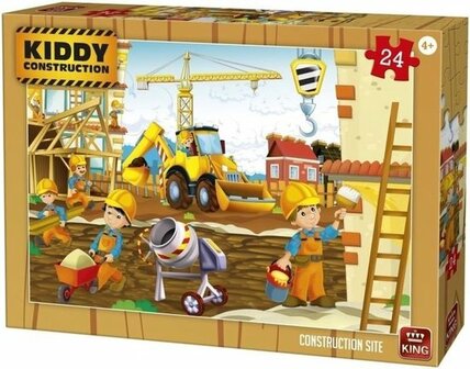 05459 King Puzzel Kiddy Construction Construction site 24 Stukjes