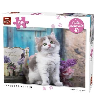 56004 KING Puzzel Cute Animals Lavender Kitten 99 stukjes