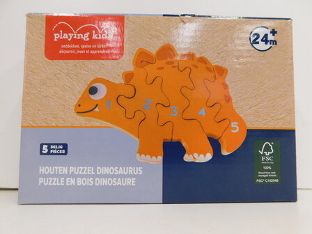 28870 Playing Kids Houten Puzzel Dino 5 stukjes