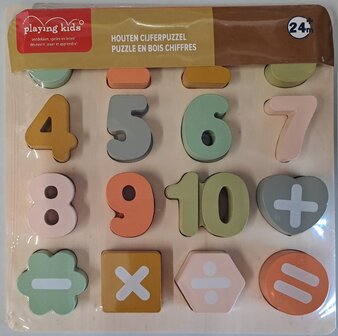 40674 Playing Kids Houten Cijferpuzzel Pastel