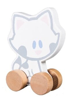 98779 Woezel en Pip Houten Figuur op Wielen  Buurpoes figuur  16 cm