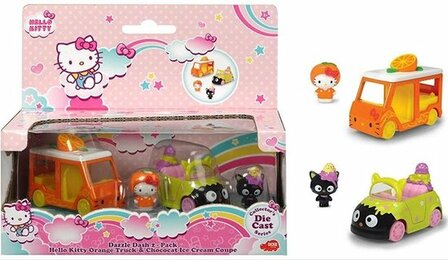 65811 Hello Kitty Speelset 2-pack Orange Truck &amp; Chococat Ice Cream Coupe 15 x 18 cm