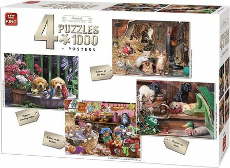 56076 KING Puzzel Dieren 4in1 4x 1000 Stukjes