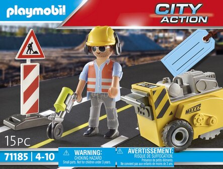 71185 PLAYMOBIL City Action bouwvakker met randensnijder