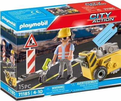 71185 PLAYMOBIL City Action bouwvakker met randensnijder