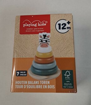 79049 Playing Kids Houten Balanstoren Zebra