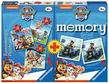 208234 Ravensburger Paw Patrol 3in1 Puzzel &amp; Memory