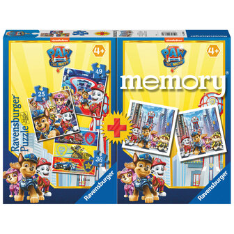 208630 Ravensburger Paw Patrol The Movie 3in1 Puzzel &amp; Memory