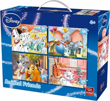 55060 KING Puzzel Disney 4 in 1 Puzzel Animal Friends