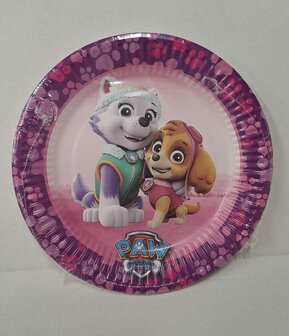 51445 Paw Patrol Kartonnen Bordjes 10 stuks Skye &amp; Everest Roze