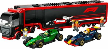 60445 LEGO City F1&reg; truck met RB20 en AMR24 F1&reg; auto&#039;s