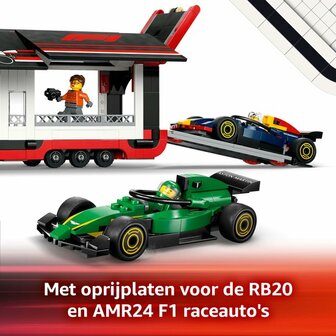 60445 LEGO City F1&reg; truck met RB20 en AMR24 F1&reg; auto&#039;s