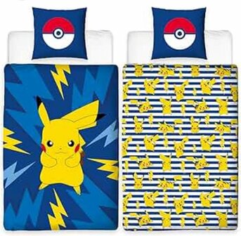 68419 Pokemon Dekbedovertrek Pikachu 1-pers. Dubbelzijdig Bedrukt 140X200 cm met Kussensloop