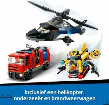 60462 LEGO City Helikopter brandweerauto en onderzee&euml;r remix