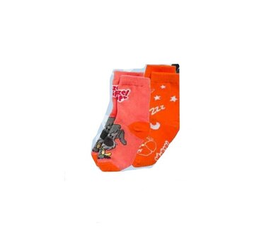 61760 Woezel En Pip Sokken Maat 19-22 Zalm/roze en oranje