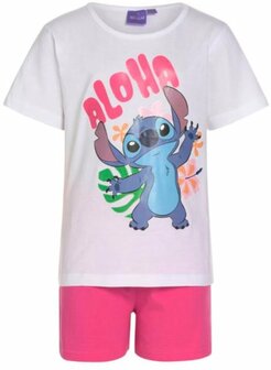 37124 Disney Stitch Shortama Meisjes&nbsp;Korte mouw Maat 116-122 Roze