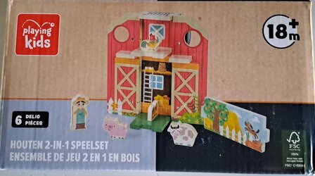 03462 Playing Kids Houten 2-in-1 Speelset Boerderij