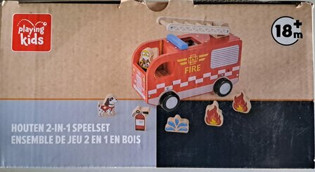03479 Playing Kids Houten 2-in-1 Speelset Brandweer
