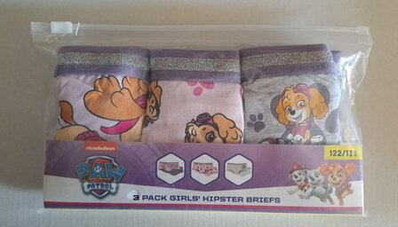 58291 Paw Patrol Skye Hipster Maat 122-128 3 stuks   (paarse rand)