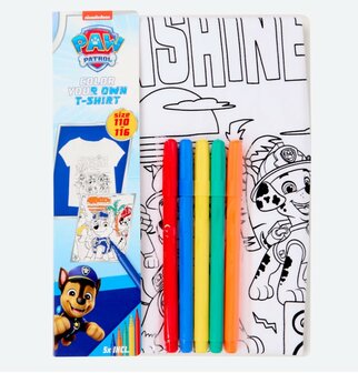 06404 Paw Patrol Chase Kleur je eigen T-shirt Maat 98-104  