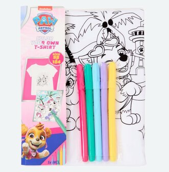 06435 Paw Patrol Skye Kleur je eigen T-shirt Maat 98-104