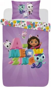 80732 Gabby&#039;s Dollhouse Dekbedovertrek  A-Meow-Zing 140x200 cm