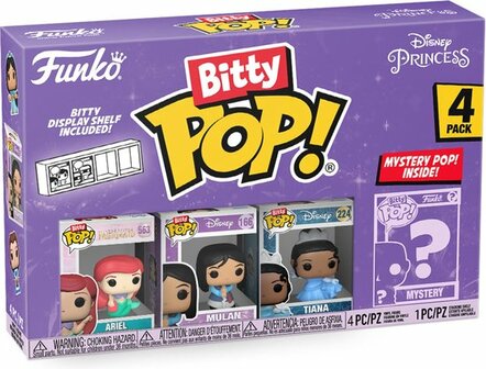 30273 Funko Bitty Pop! Ariel, Mulan, Tiana and mystery chase 2cm