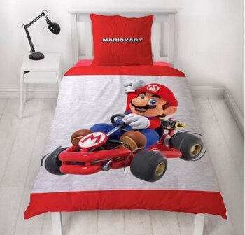 79354 Super Mario Kart Dekbedovertrek Dubbelzijdig Bedrukt 140x200 cm