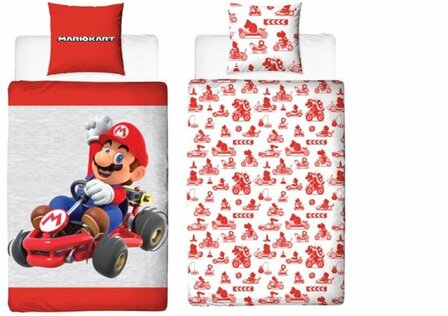 79354 Super Mario Kart Dekbedovertrek Dubbelzijdig Bedrukt 140x200 cm