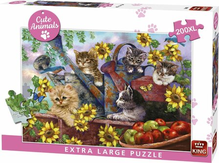 56008 KING Puzzel Cute Animals Poezen 200XL stukjes