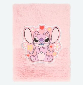 27800 Disney Stitch Pluche Notitieboek A5 Licht Roze Hart
