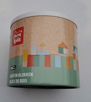 65593 Playing Kids Houten Blokken Pastel Kleuren 50 delig