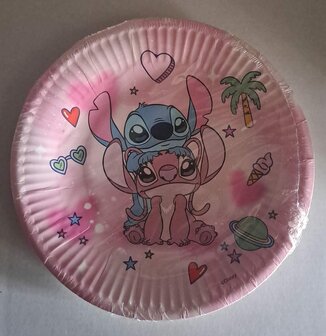 81870 Disney Stitch Papieren Bordjes 20 cm 12 stuks Roze