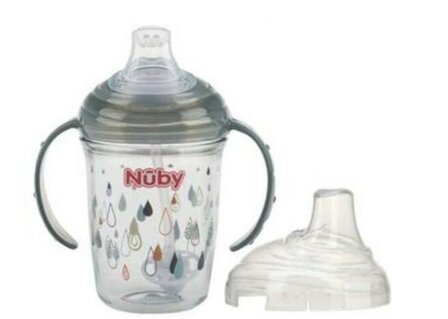 46722 Nuby Antilekbeker Met Handvatten Tritan 240ml Grijs 6m+  