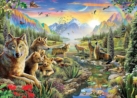 05003 Jumbo Puzzel Summer Wolf Family 1000 stukjes