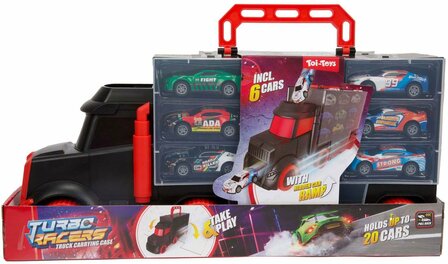 27839 Turbo Racers Vrachtwagen met Afschietfunctie incl. 6st raceauto&#039;s  in opbergkoffer