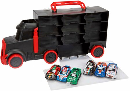 27839 Turbo Racers Vrachtwagen met Afschietfunctie incl. 6st raceauto&#039;s  in opbergkoffer