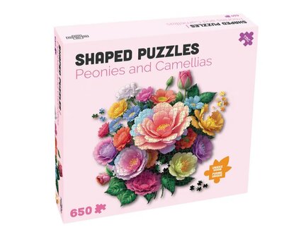 59419 Shaped Puzzles Peonies &amp; Camellias Bloemvormige Puzzel &Oslash; 65 cm