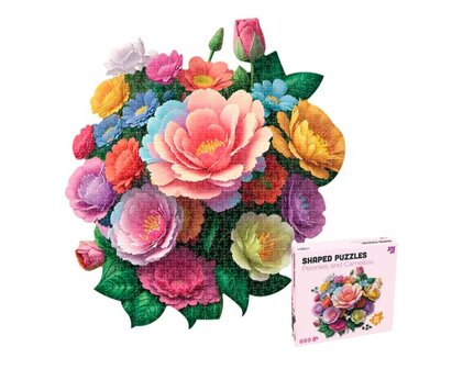 59419 Shaped Puzzles Peonies &amp; Camellias Bloemvormige Puzzel &Oslash; 65 cm