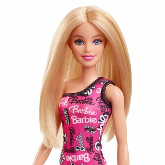 76694 Barbie 65th Jubileumblond Met Merklogo-jurkpop Roze  